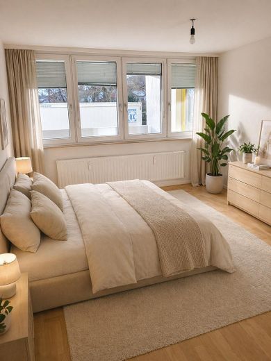 Attraktive 2,5 Zimmer Wohnung im 1.Stock mit Einzelgarage in der Tiefgarage – Vorschlag Schlafzimmer