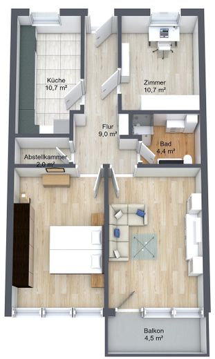 Zadbane, nowocześnie zmodernizowane / najlepsza lokalizacja / komfort mieszkania / możliwość wynajmu i potencjał wzrostu wartości – Grundriss 3 Zimmer