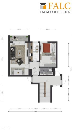 Jetzt provisionsfrei sichern: Ideal für Anleger und Eigennutzer 2-Zimmer Wohnung inkl. Stellplatz – Grundriss