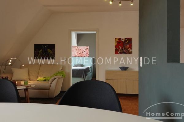 27987 HomeCompany Möbliert/Furnished Dachgeschoss-Wohnung in Leipzig-Schleußig max. 2 Personen