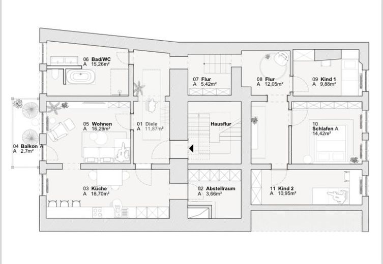 Grundriss über 2 Ebenen