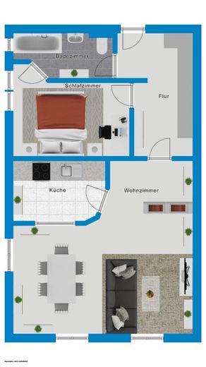 Traumhafte 2-Raumwohnung mit Einbauküche und Stuck im Mühlwegviertel! – Grundriss