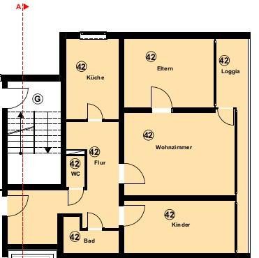 Bamberg'de balkonlu ve ankastre mutfaklı yenilenmiş 3 odalı daire (WE42) – Grundriss