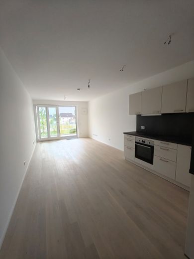2 Zi-Wohnung Erstbezug ab 1.11. fußläufig 8 min zu U-und S-Bahn – Wohnzimmer mit Parkblick