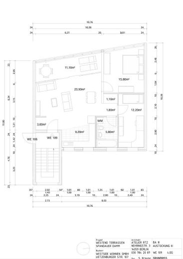 Lichte penthousewoning met 3 kamers in Westend incl. parkeerplaats – Grundriss