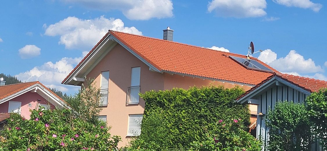Sonnige Aussichten für die ganze Familie – modernes Einfamilienhaus mit Gartenflair – Haus hinten 1.0