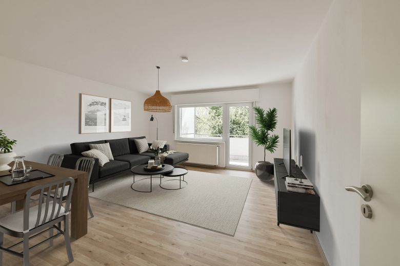 Attraktive, schöne und helle 3-Zimmer-Wohnung mit Balkon – Wohnzimmer