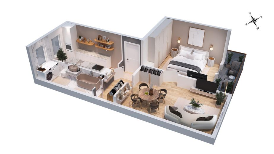 Grundriss Wohnung 3-D