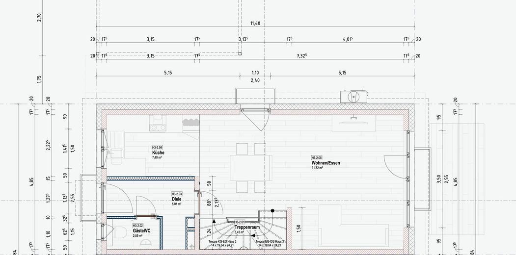 Einfamilienhaus / Doppelhaushälfte/Familien – Grundriss EG