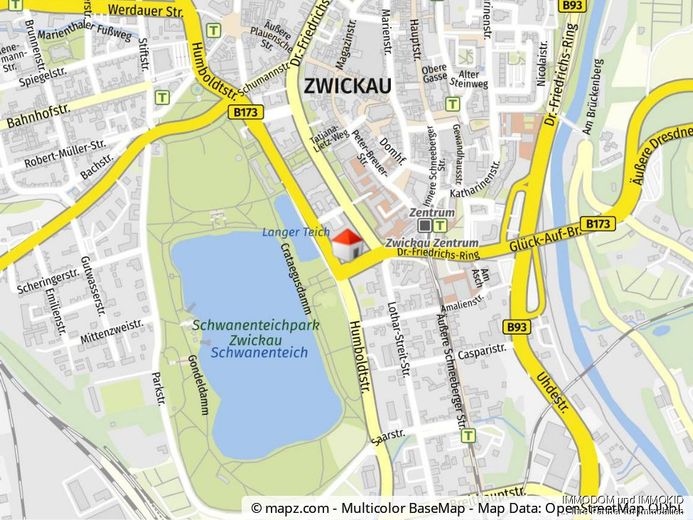 Ruhige und abgeschiedene Büro- oder Praxisräume im Dachgeschoß einer Stadtvilla zu vermieten! – Kartenausschnitt