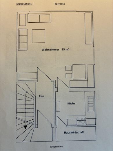 Terraced apartment in a central location – Wohnraum/Küche EG