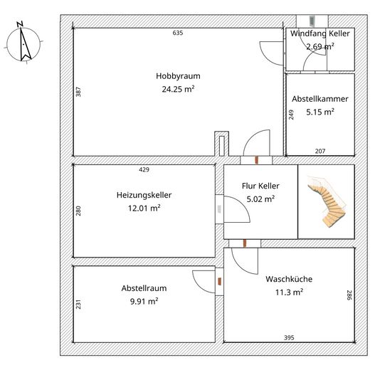 Per famiglie, casa unifamiliare indipendente a Eckental Brand da privato – Grundriss Keller