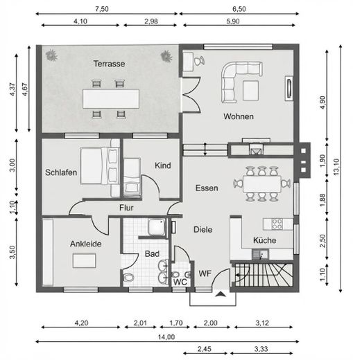 Modernes Einfamilienhaus in Feldrandlage – Grundriss Erdgeschoss