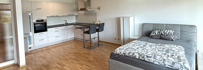 Charmant appartement meublé d’une pièce avec loggia – Wohnzimmer