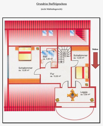Bellissimo e accogliente appartamento mansardato con 3 locali, balcone e garage sotterraneo – Grundriss oben