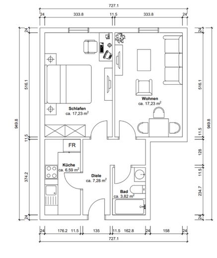 Modernisierte Wohnung in Rüttenscheid – Grundriss
