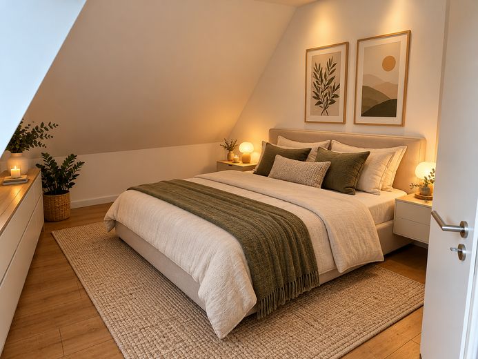 Schledehausen-3-Zimmer Dachgeschosswohnung 2.OG – Schlafzimmer