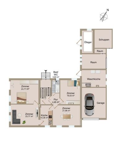Ihre Chance: Dreifamilienhaus mit Garten, Balkon &amp; zwei freien Wohnungen – Grundriss_EG