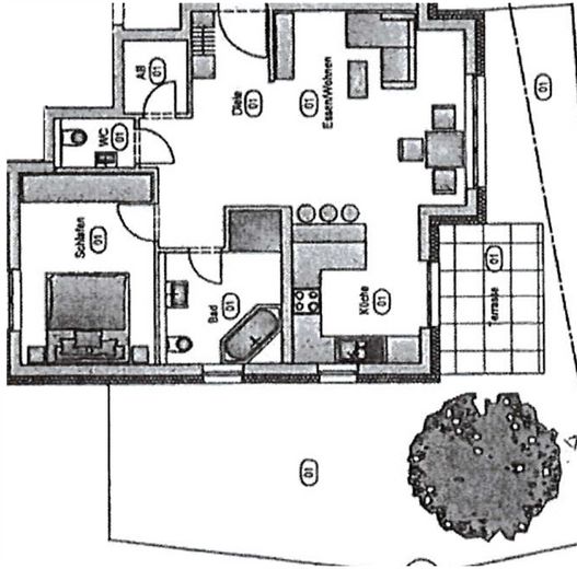 Grundriss mit Garten
