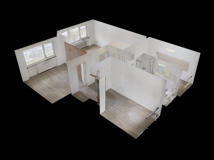 **1 KALTMIETERLASS ALS EINZUGSGESCHENK**Gemütliche 3-Zimmer-Wohnung mit BALKON und TAGESLICHTBAD – 3D-Ansicht Grundriss