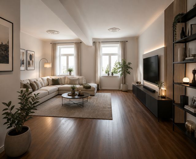 2-Zi. Wohnung + Balkon + Keller + Garten + Aufzug – wohnzimmer