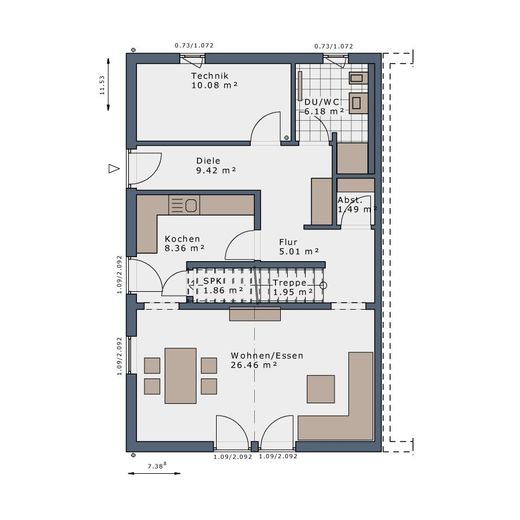 Qualität, die bleibt - Ihr individuelles Doppelhaus am Ammersee – Grundriss Erdgeschoss