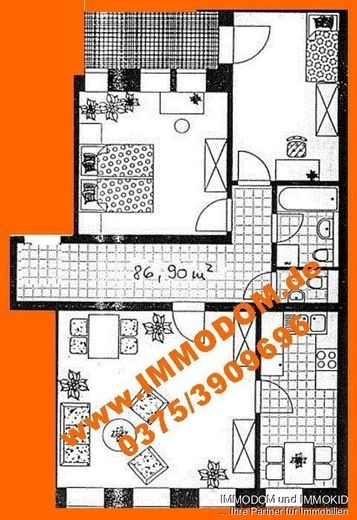 Schön geschnittene 3-Zimmer-Wohnung mit EINBAUKÜCHE, Personenaufzug, BALKON und Gäste-WC zu vermieten! – Grundriss