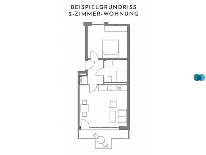 Moderne 2-Zimmer-Wohnung im Erdgeschoss für Singles oder Paare! – Beispiel: Grundriss