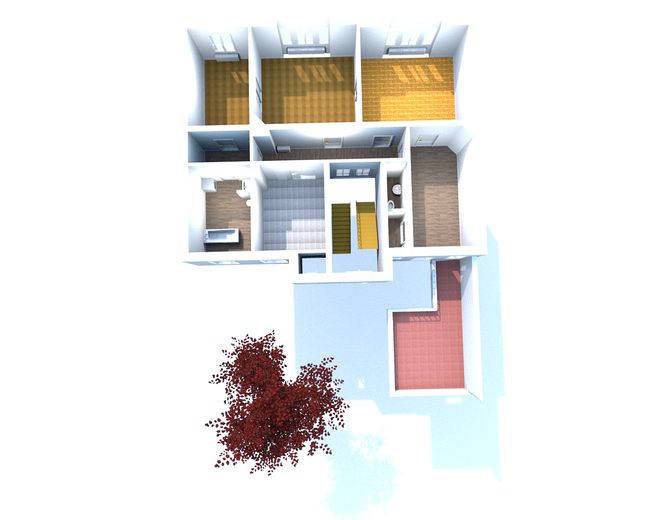 Großzügige Wohnung mit Hinterhof-Terrasse in Bahnhofsnähe – Grundriss-Modell