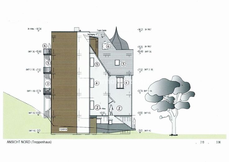 **außergewöhnliche, sanierte Jugendstilwohnung mit Aufzug &amp; Stellplatz in historischer Villa** – 2-Kelterstr.185 Kreuzau Ansicht Nord Treppenhaus