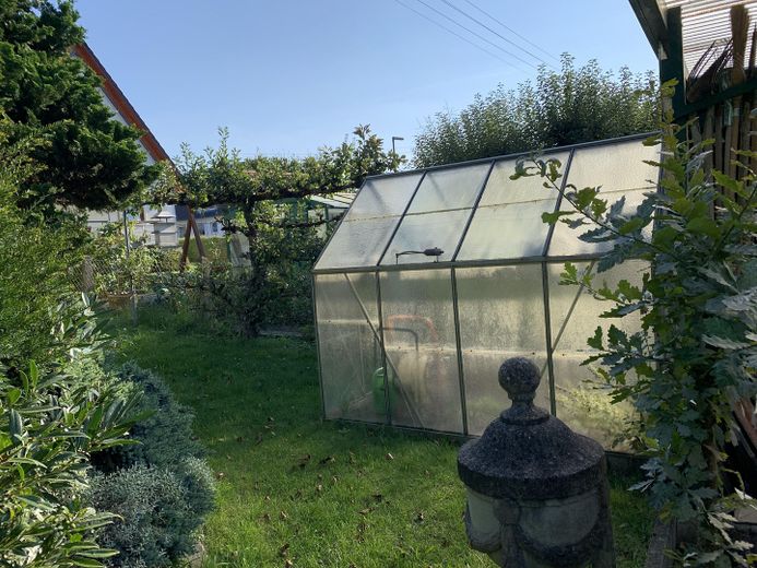 Garten mit Gewächshaus