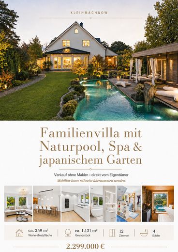 Familienvilla mit Naturpool, Spa und japanischem Garten – Foto 1