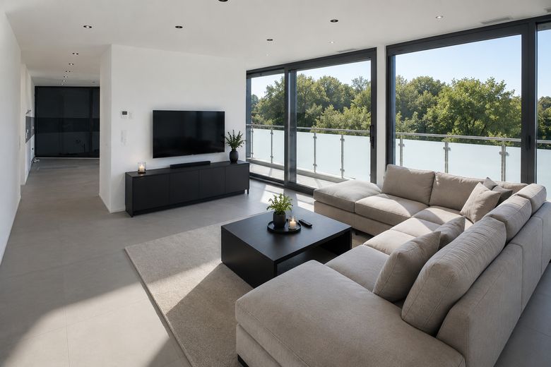 سكن حصري بإطلالة بانورامية – Wohnzimmer KI
