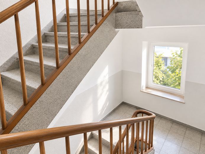 Hello 3-Zi-Wohnung im DG mit Einbauküche (EBK) – Treppenhaus