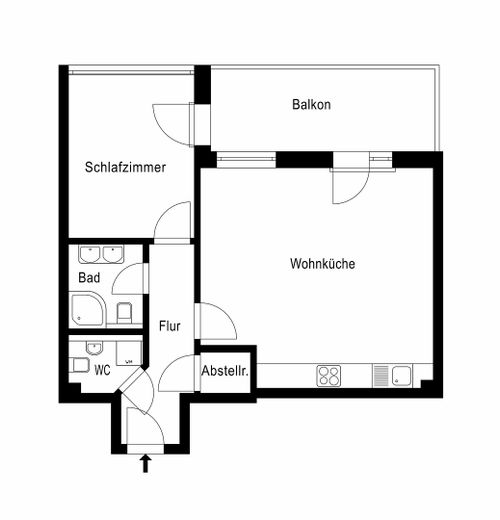 Emménagez et sentez-vous chez vous - Appartement moderne de 2 pièces, libre immédiatement – Grundriss