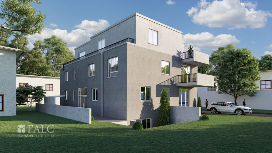 4 Zi.-Penthouse-Whg mit Dachterrassen / Grundriss variabel / mit Fahrstuhl – Gartenansicht