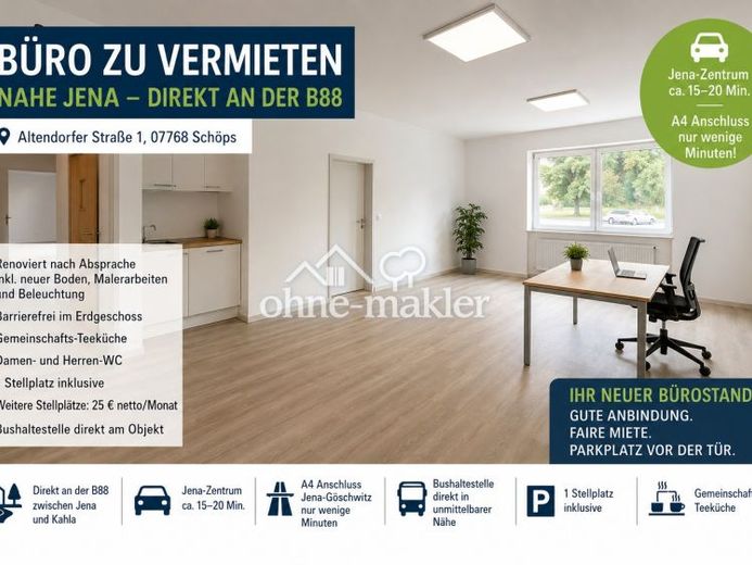 78 m² Büroeinheit mit 2 Büros + Lager – direkt B88 nahe Jena – Foto 1