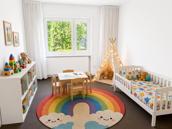 Bungalow de arquitecto con piscina cubierta en Limburgerhof – Kinderzimmer KI