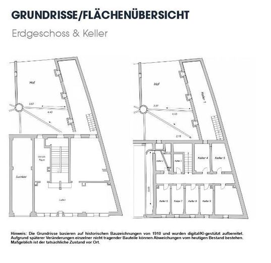 Storico edificio plurifamiliare con potenziale di sviluppo a Lipsia-Gohlis – Grundriss EG und Keller
