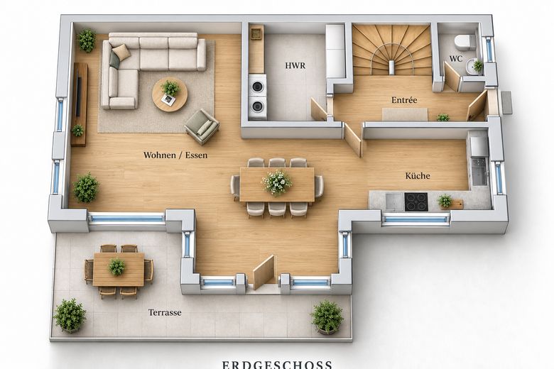 vivienda de ensueño en un entorno verde *Casa unifamiliar en Klotzsche* – Grundriss Gartengeschoss