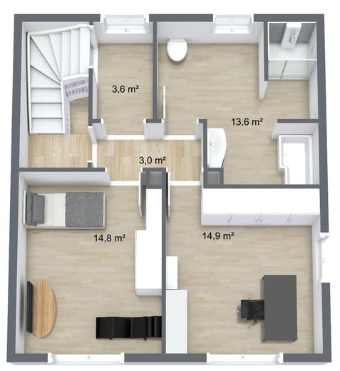 Riesiges Sanierungshaus in Dormitz (59.000  Kaufpreis + Grundstückspacht) – Planungsidee 1. OG