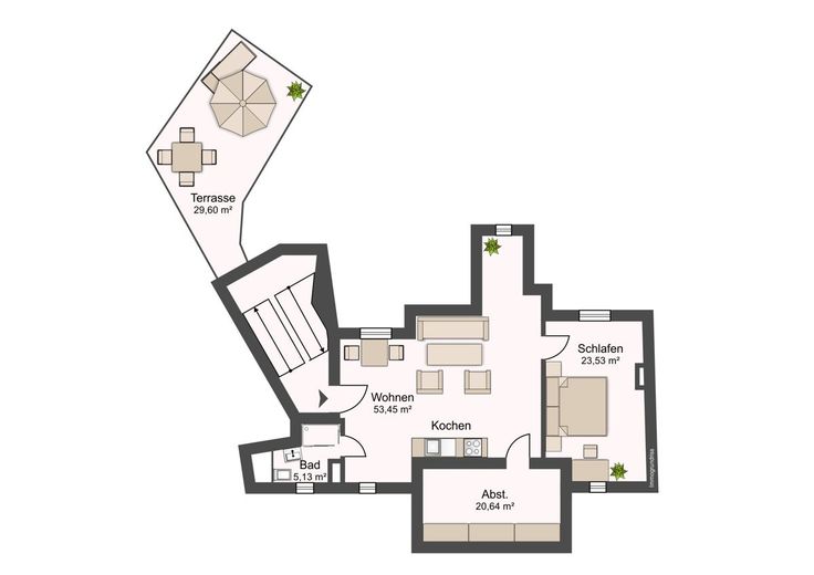 Citywohnung mit Terrasse – Grundriss