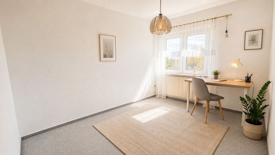 PROVISIONSFREI | Zweifamilienhaus mit Gewerbeeinheit, großem Grundstück und Pool – wenn die Arbeit mit nach Hause kommt (virtuelles Einrichtungsbeispiel)