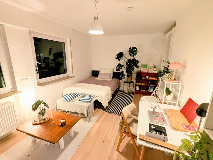 Modernes, möbliertes 1-Zimmer Appartement in Stuttgart Mitte – Einrichtungsbeispiel