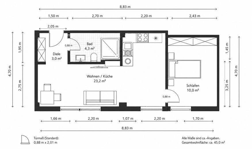 Modern 2-room new-build apartment with kitchen at Plärrer: 45 m² – Foto 19