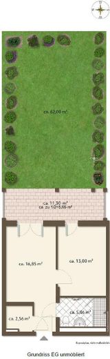Grundriss EG unmöbliert/Garten