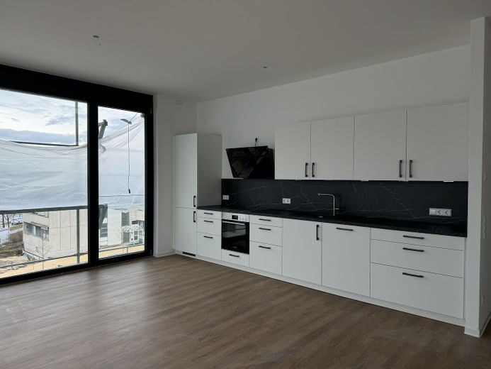 2 Zimmer Wohnung im Neubau Blauhöfe Blaustein – Wohn- und Essbereich