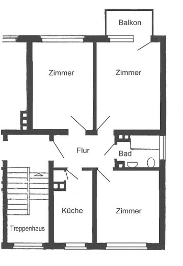 Kassel - Wehlheiden/Mitte: Tolle 3-ZKB-Wohnung mit Süd-Balkon! – Grundriss Wohnung