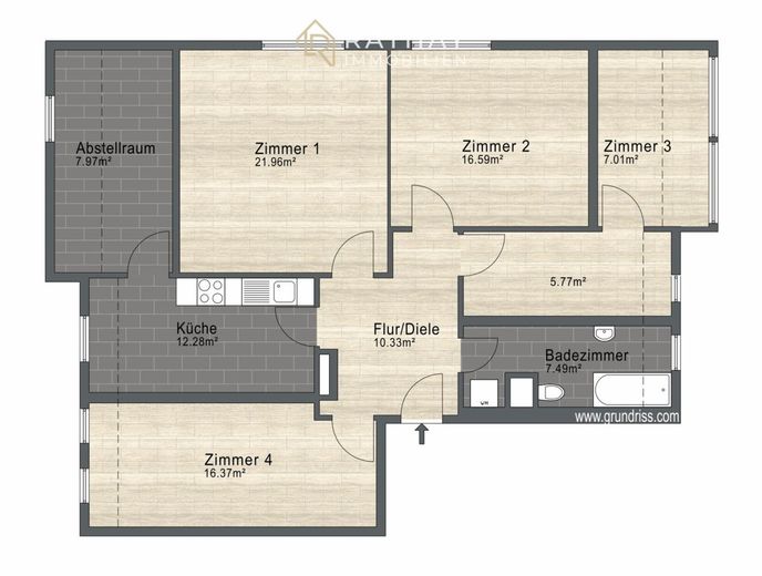 5,45 % Rendite - großzügige 4-Zimmer Wohnung mit Außenstellplatz in Straubing! – Grundriss