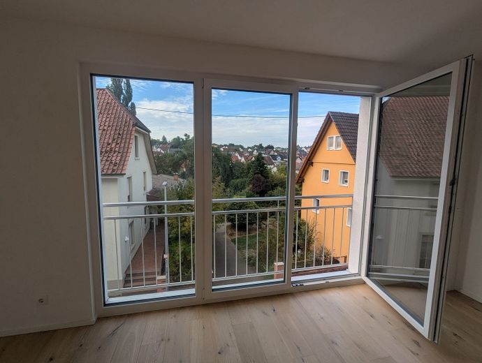 Helle 2 Zimmer-Wohnung mit Stellplatz & Balkon in Oberschopfheim – Blick aus der Wohnküche